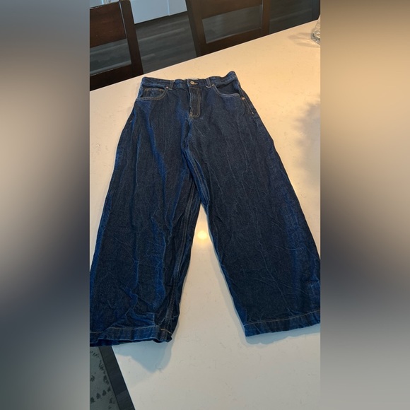 Bershka Blue Ballon Wide Leg Jeans with Classic Denim Style USA 31 - Picture 1 of 11
